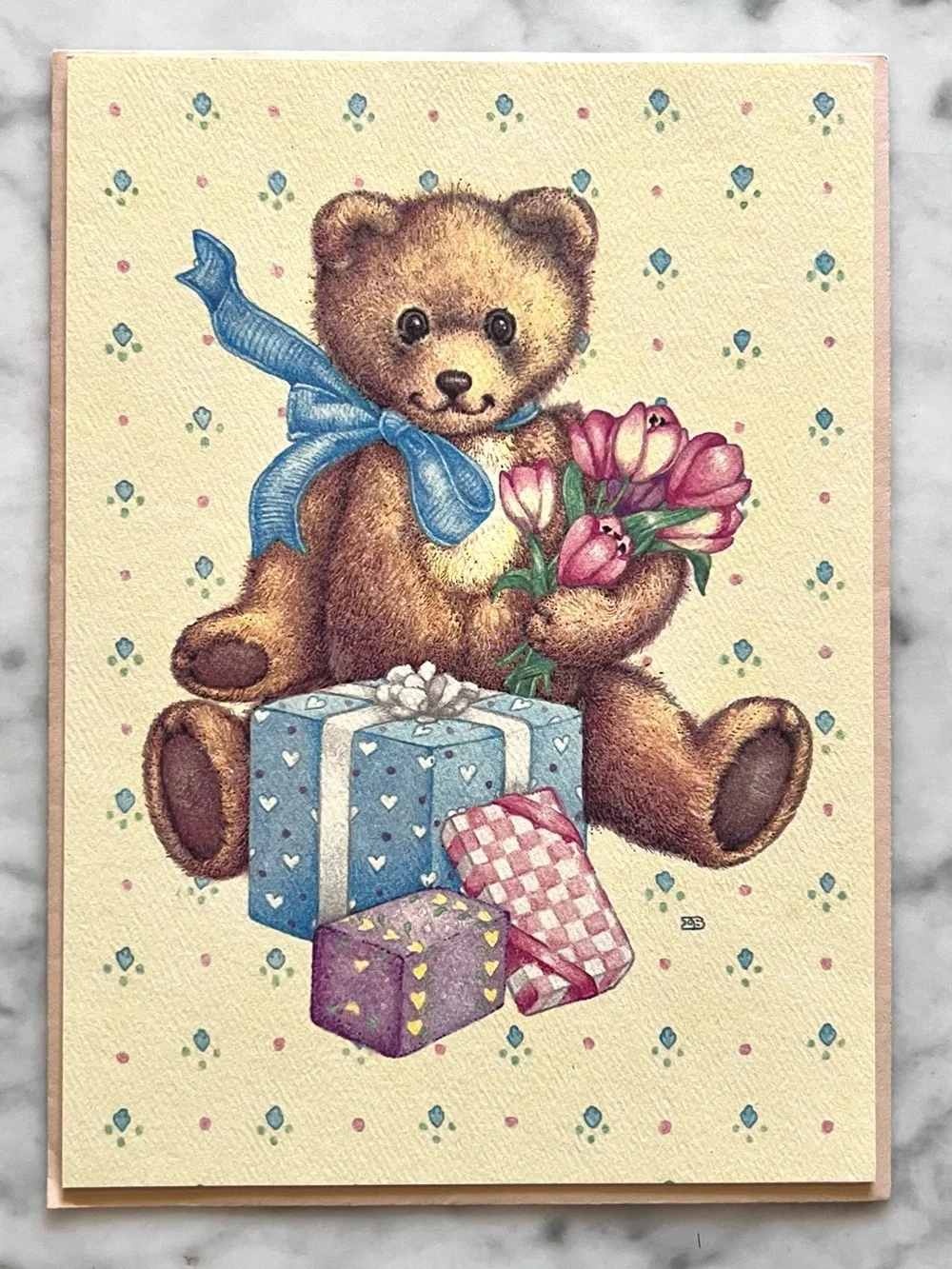 Vintage Happy Birthday Cards Cottagecore Teddy Bears (Set of 2)